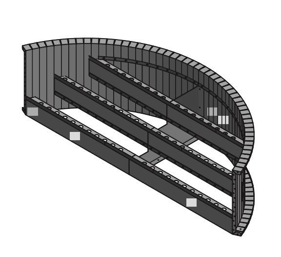 7' Radius Straight Style Steel Step 42" w/ 2' Sunledge